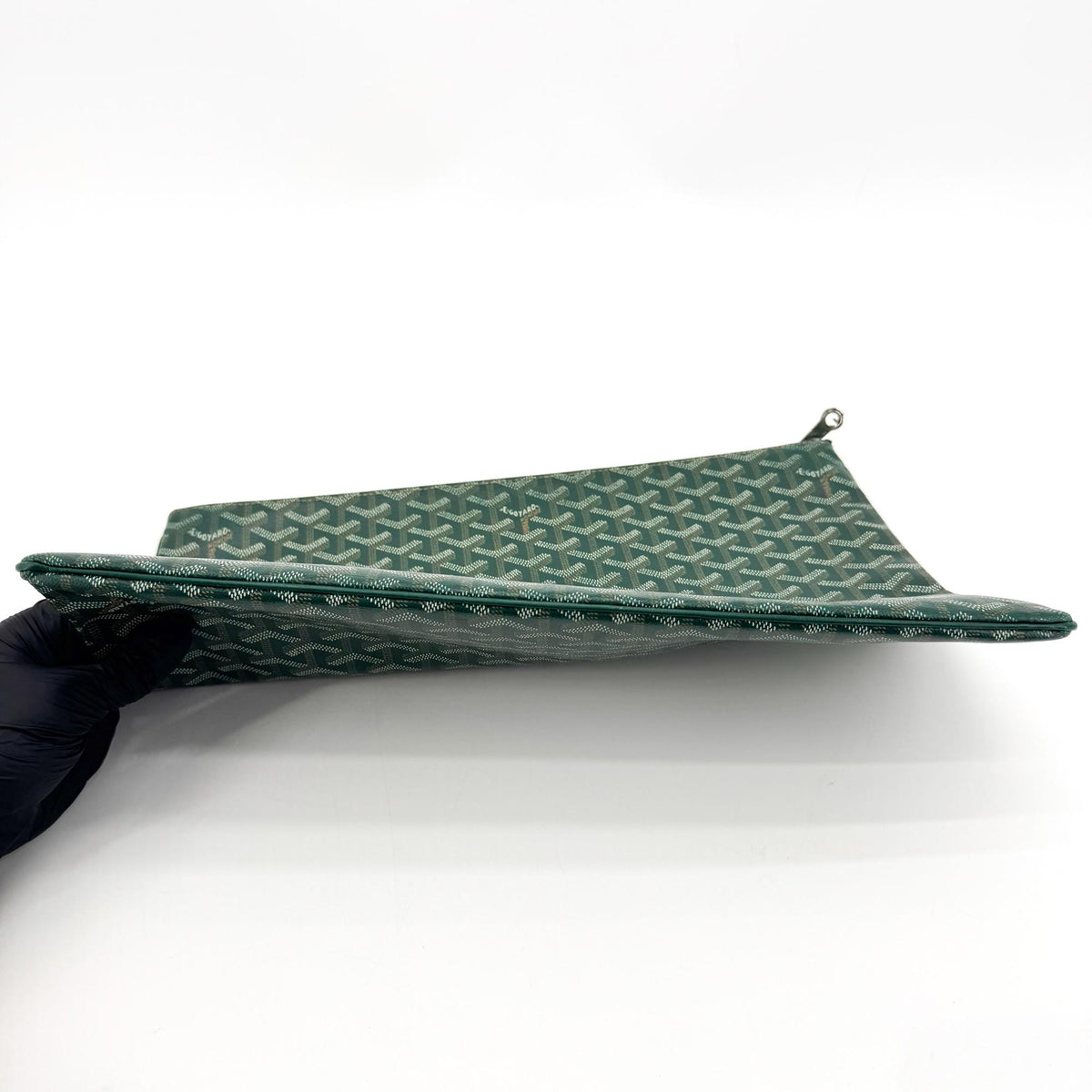 Goyard Senat Zip Coated Canvas, Green, Canvas, Clutch