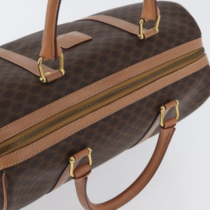 Celine Vintage Duffle Macadam Coated Canvas, Brown, PVC, Handbag
