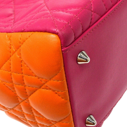 Christian Dior Tricolor Lady Dior Cannage Quilt Leather, Multicolour, Leather, Handbag