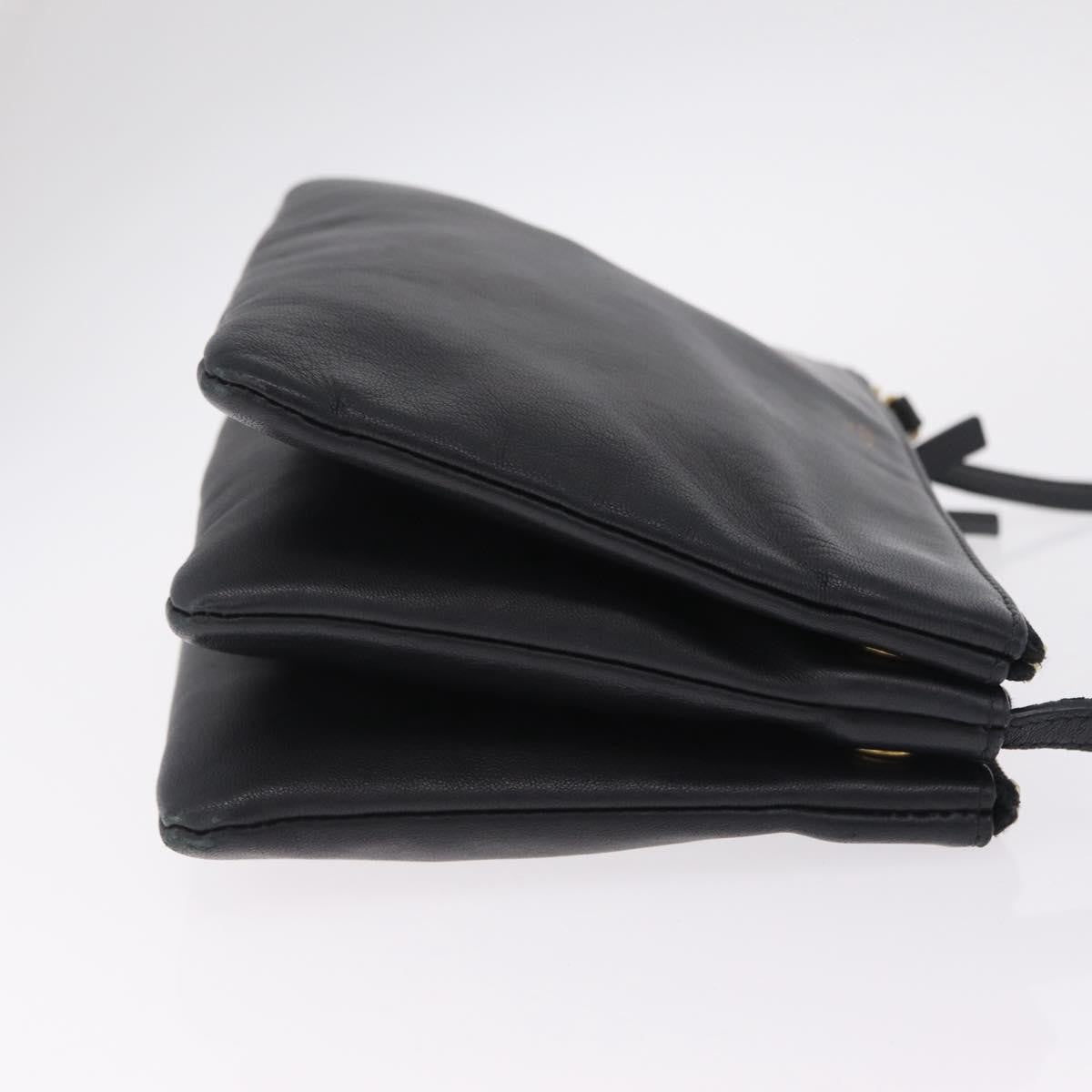 Celine Trio Leather, Black, Leather, Crossbody Bag