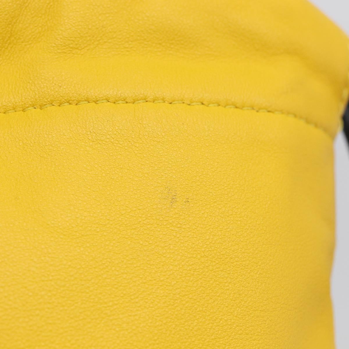 Fendi Logo Drawstring Leather, Yellow, Leather, Handbag