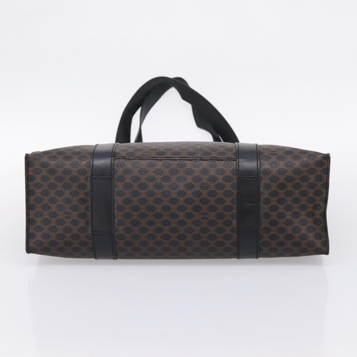 Celine Vintage Macadam Shopper Coated Canvas, Black, PVC, Tote Bag