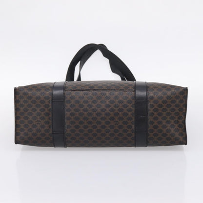 Celine Vintage Macadam Shopper Coated Canvas, Black, PVC, Tote Bag