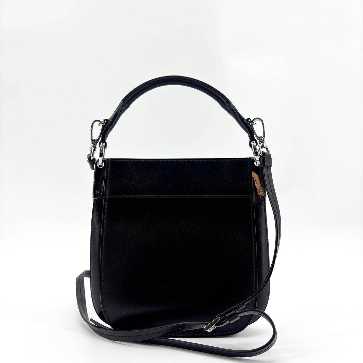 Prada Margit Calf Leather, Black, Calfskin, Shoulder Bag