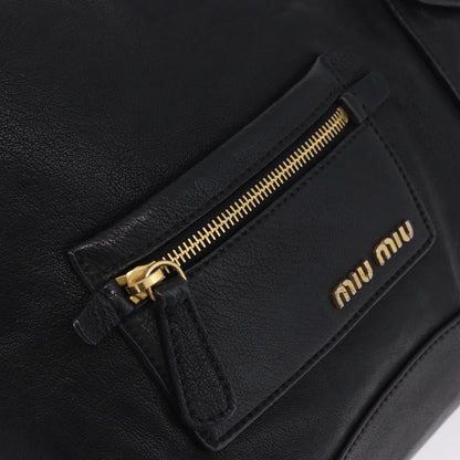 Miu Miu Zip Front Pocket Shopping Tote Leather, Black, Leather, Shoulder Bag