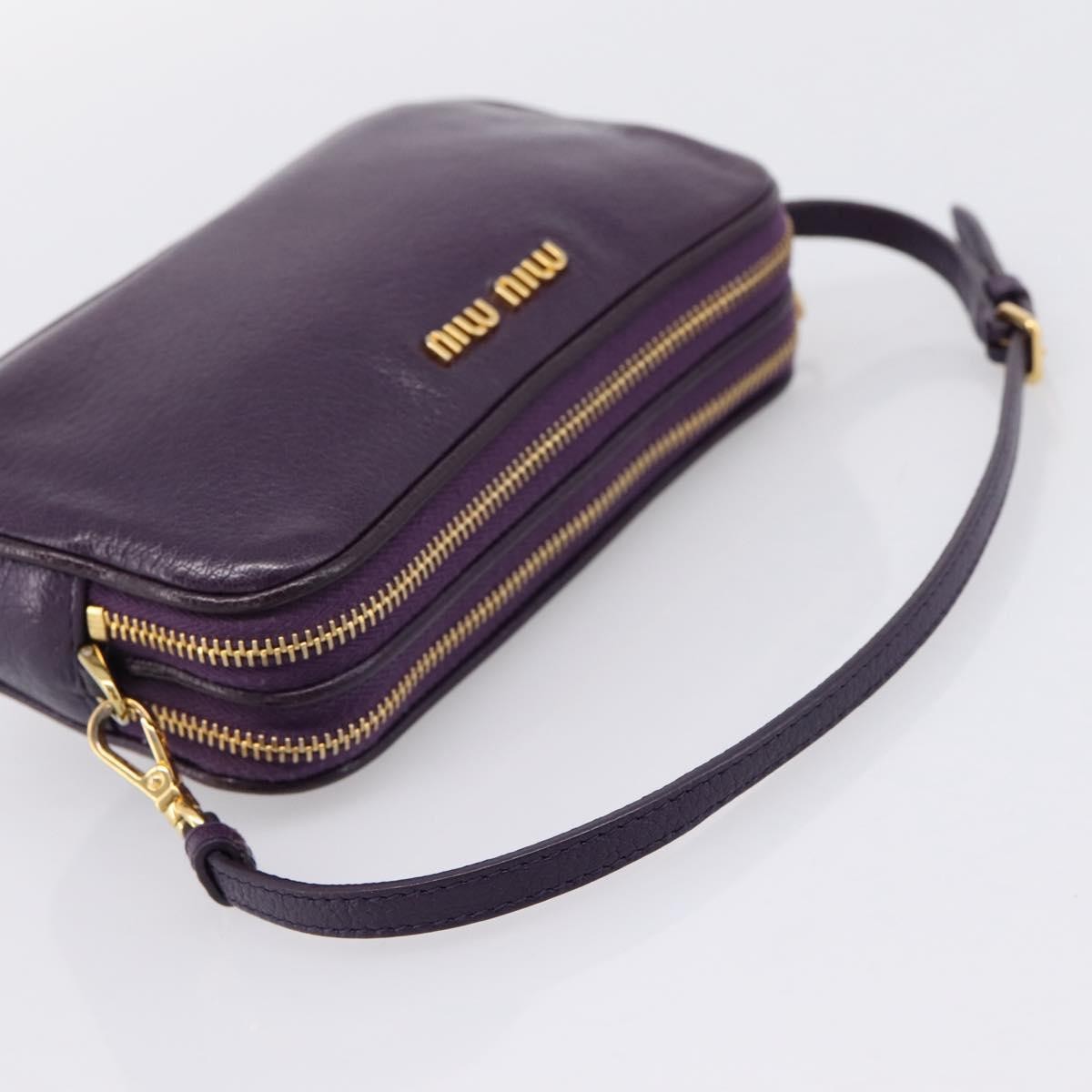 Miu Miu Double Zip Pochette Leather, Purple, Leather, Clutch