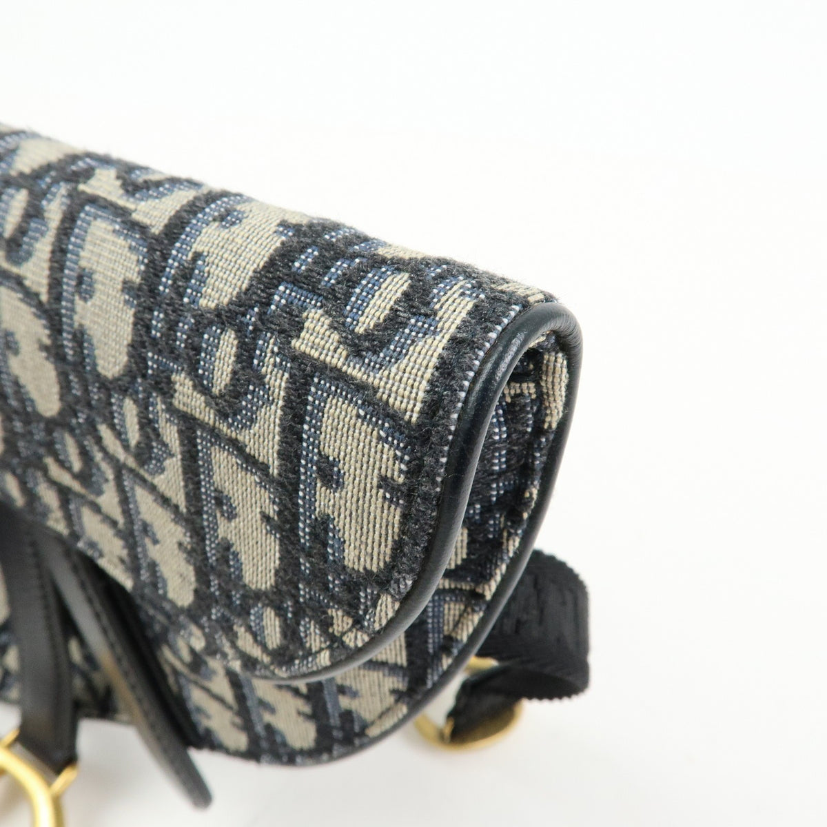 Christian Dior Saddle Belt Oblique Canvas, Navy, Canvas, Handbag