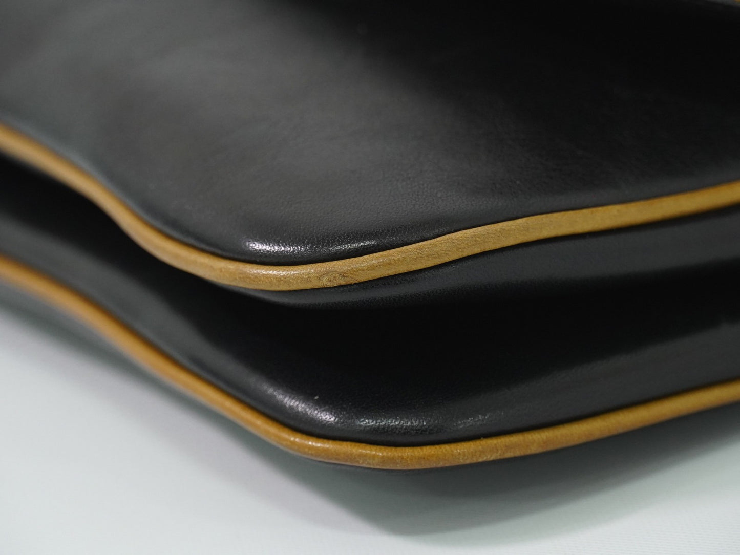 Celine Vintage Flap Leather, Black, Leather, Shoulder Bag