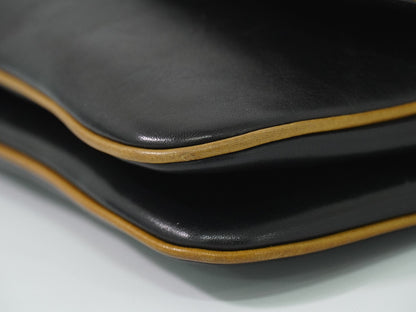 Celine Vintage Flap Leather, Black, Leather, Shoulder Bag