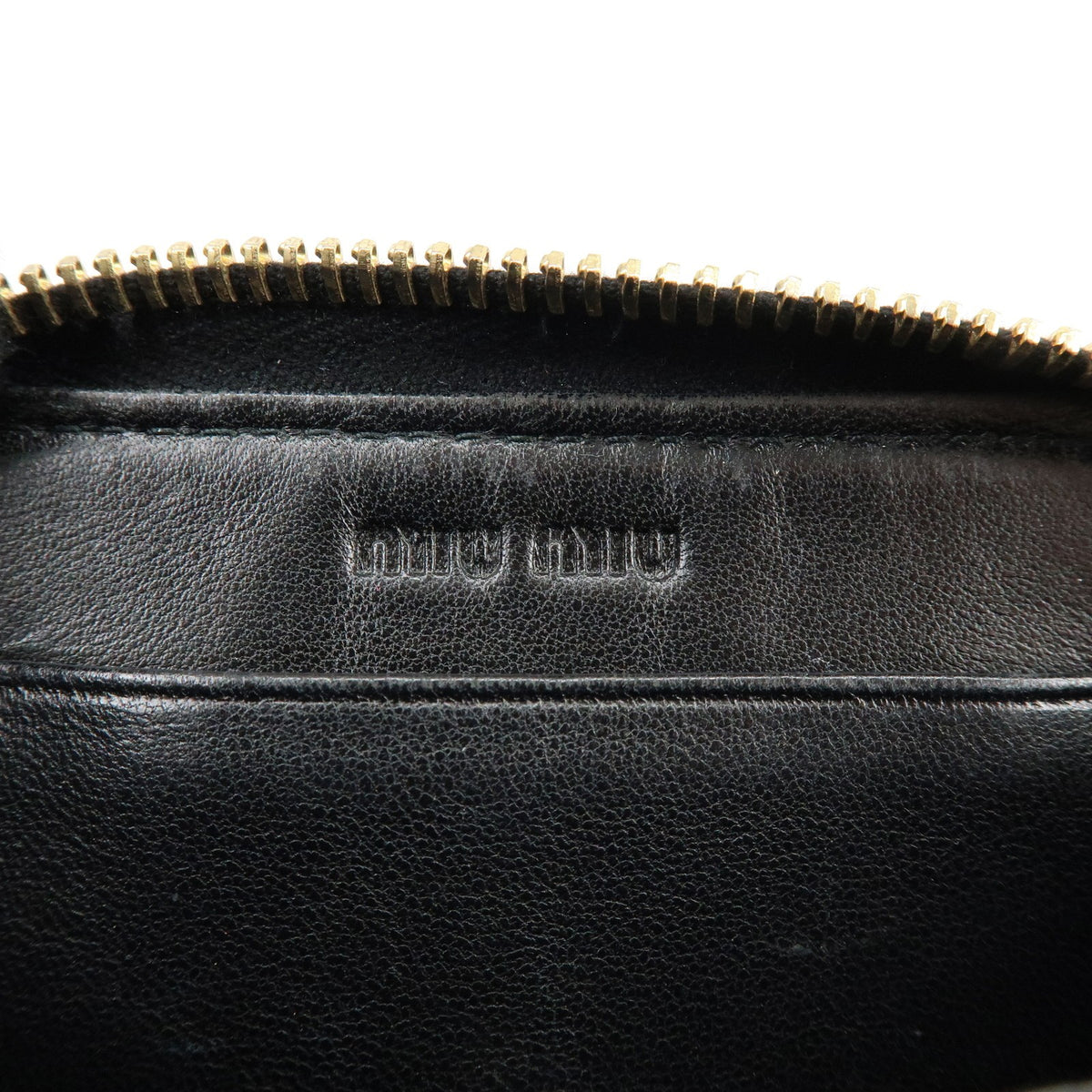 Miu Miu Zip Around Matelasse Leather, Black, Leather, Wallet