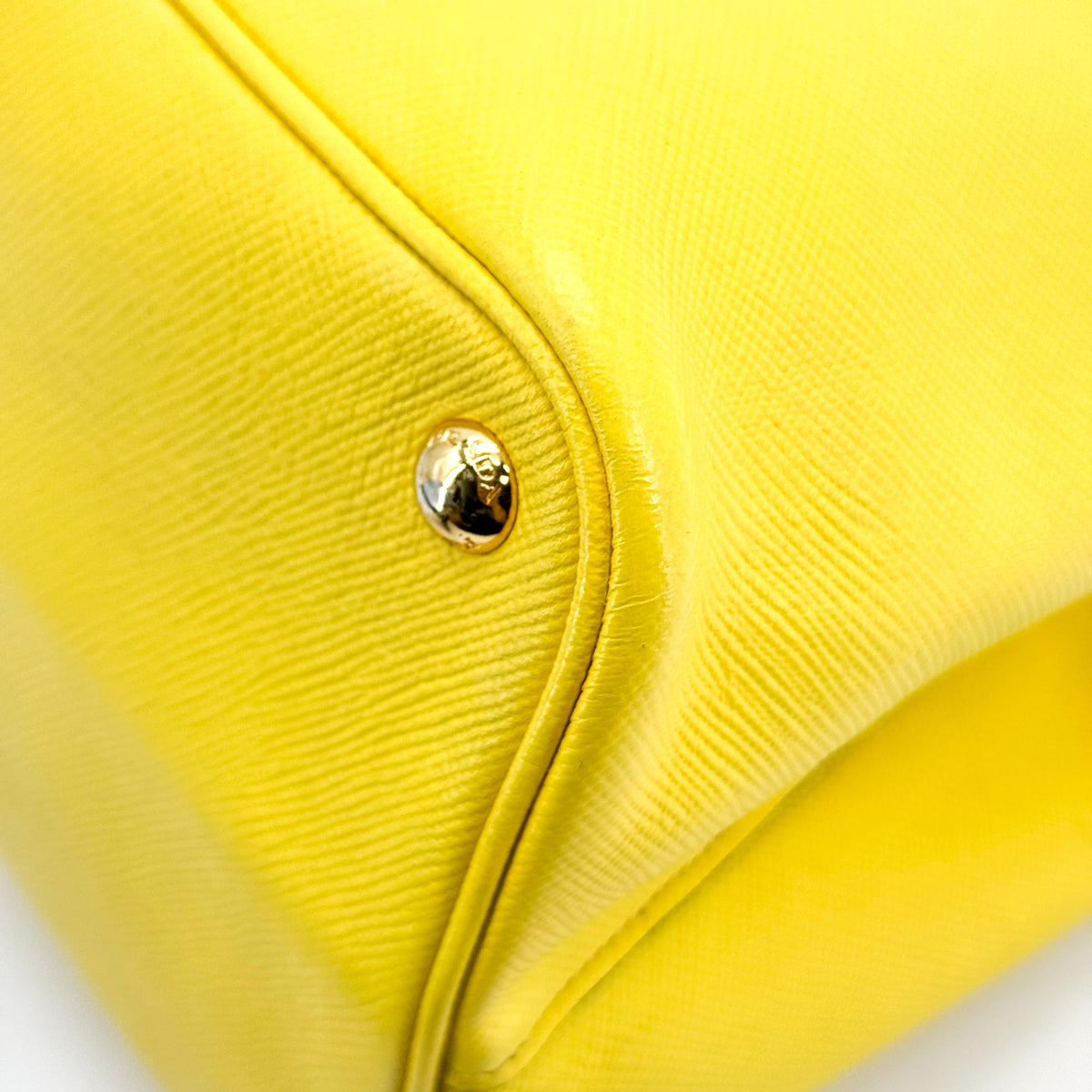 Prada Cuir Double Saffiano Leather, Yellow, Leather, Tote Bag