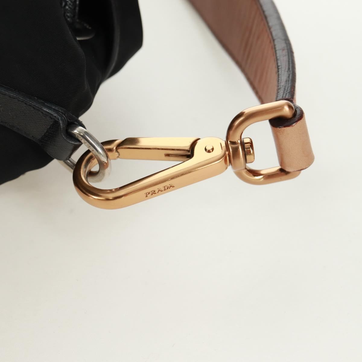 Prada Double Pocket Drawstring Tessuto, Black, Nylon, Shoulder Bag