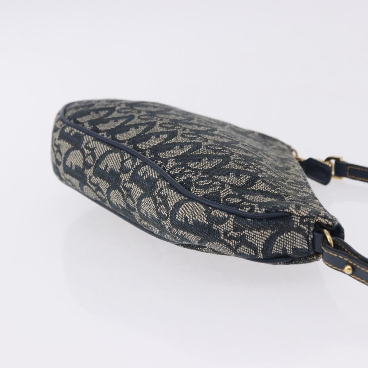 Christian Dior Vintage Saddle Bag Canvas, Navy, Canvas, Clutch