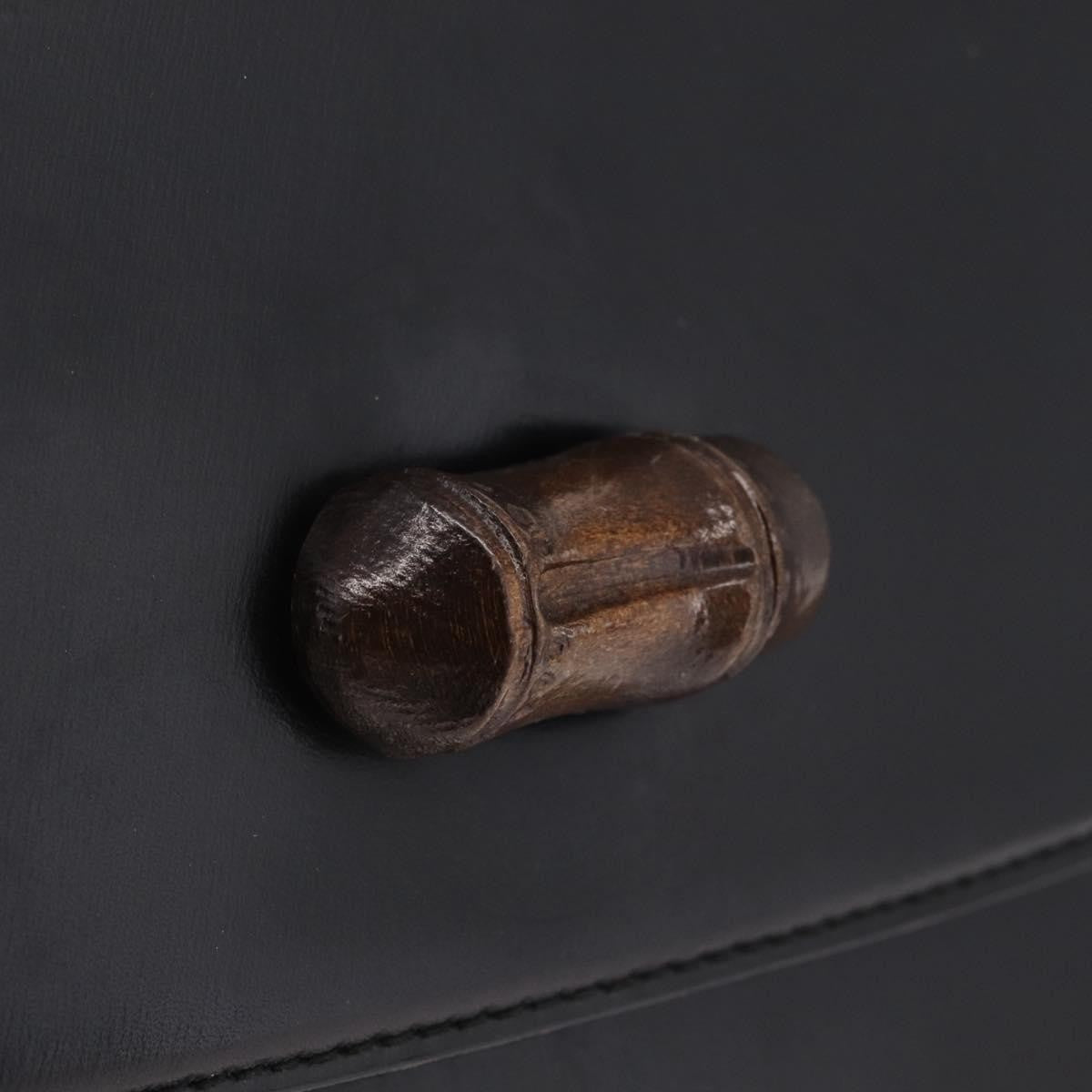 Gucci Vintage Bamboo Top Handle Leather, Black, Leather, Handbag