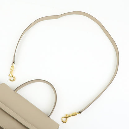 Celine Belt Textured Leather, Beige, Leather, Handbag