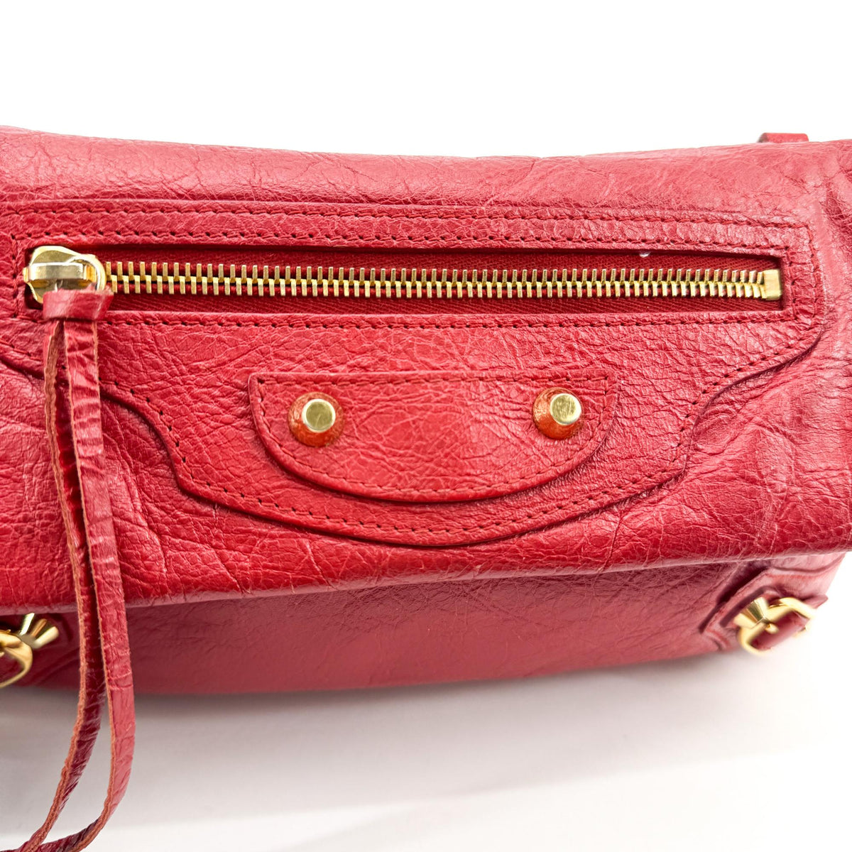 Balenciaga Classic Studs Envelope Strap Clutch Leather, Red, Leather, Clutch
