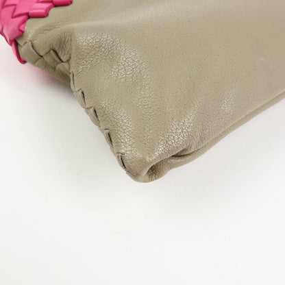 Bottega Veneta Zip Pouch Clutch Intrecciato Nappa, Beige, Leather, Clutch