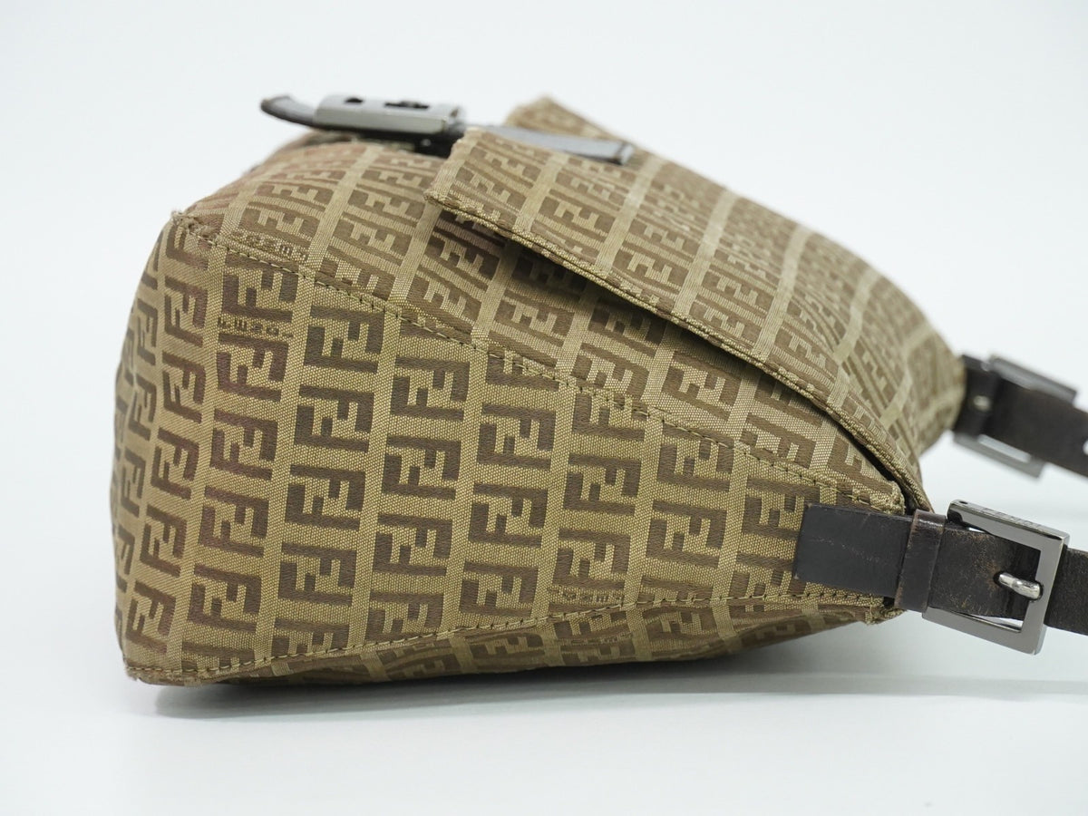 Fendi Zucchino Canvas Mamma Baguette Canvas, Brown, Canvas, Shoulder Bag