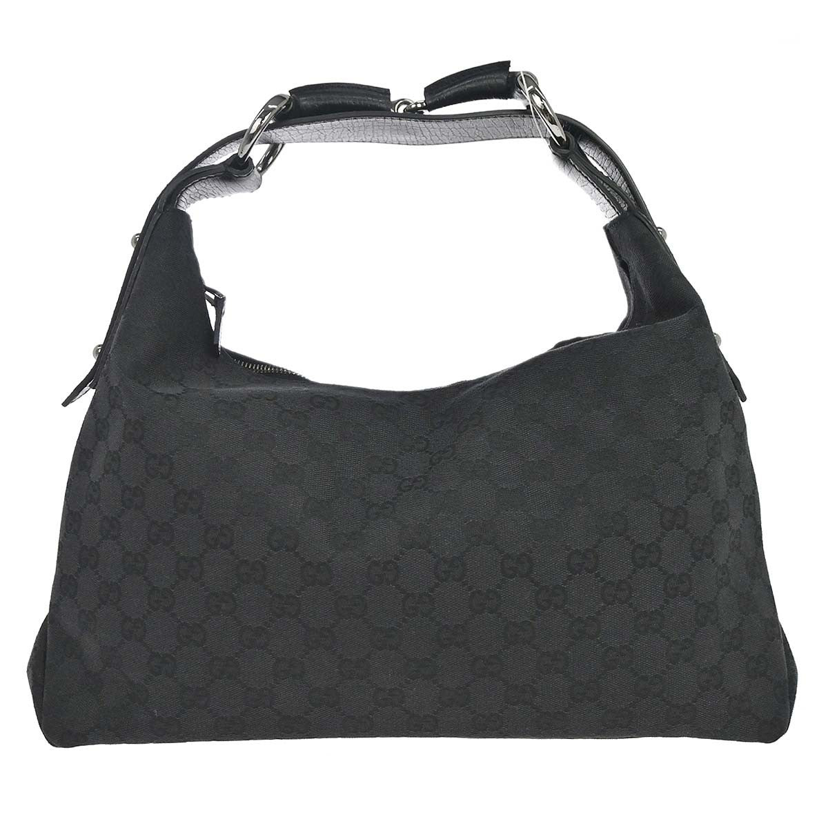 Gucci Horsebit Hobo GG Canvas, Black, Canvas, Handbag