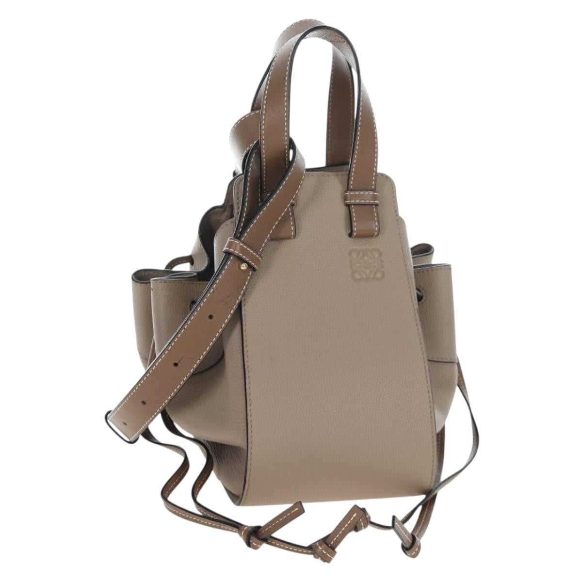 Loewe Hammock Leather, Beige, Leather, Handbag