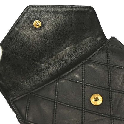Chanel Envelope Gusset Chevron Lambskin, Black, Leather, Wallet