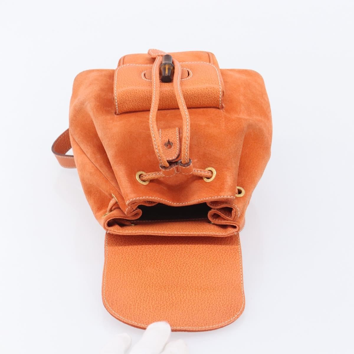 Gucci Vintage Bamboo Suede, Orange, Suede, Backpack