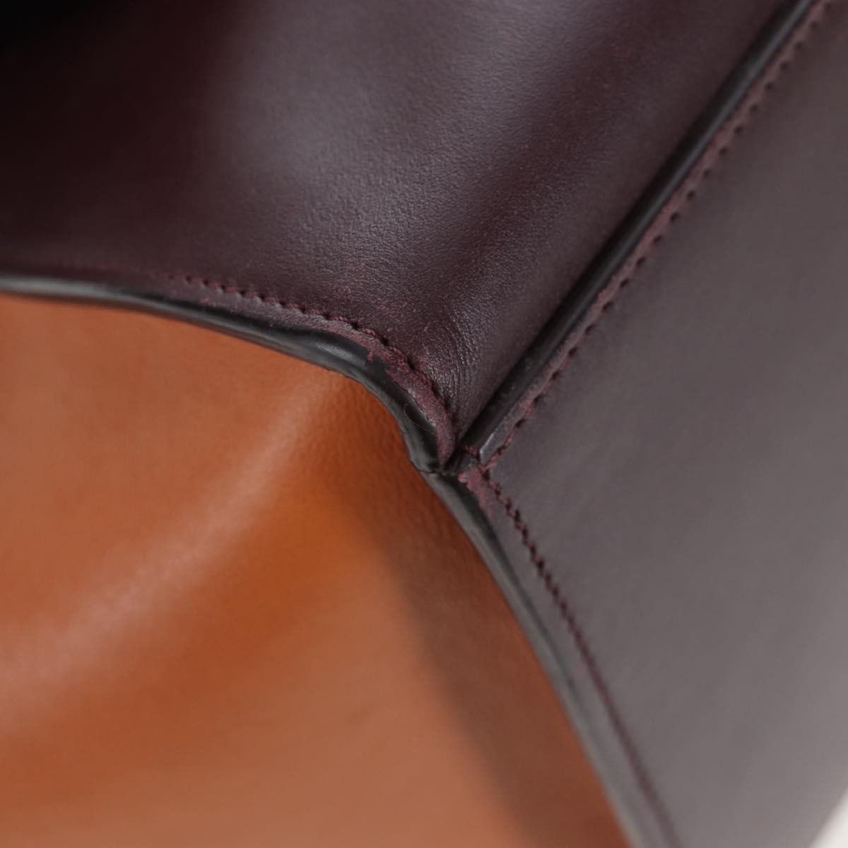 Celine Tricolor Trapeze Leather, Burgundy, Leather, Handbag