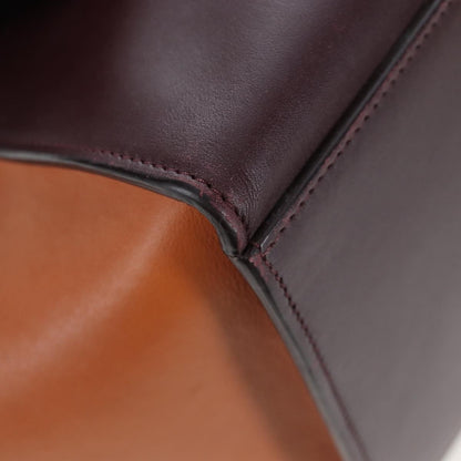 Celine Tricolor Trapeze Leather, Burgundy, Leather, Handbag