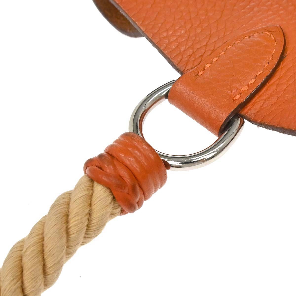 Hermes Mangeoire Clemence, Orange, Leather, Handbag