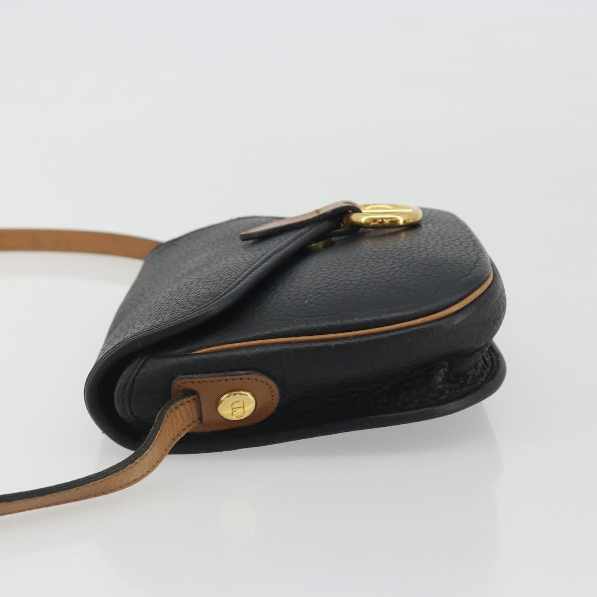 Christian Dior Vintage CD Flap Leather, Black, Leather, Shoulder Bag