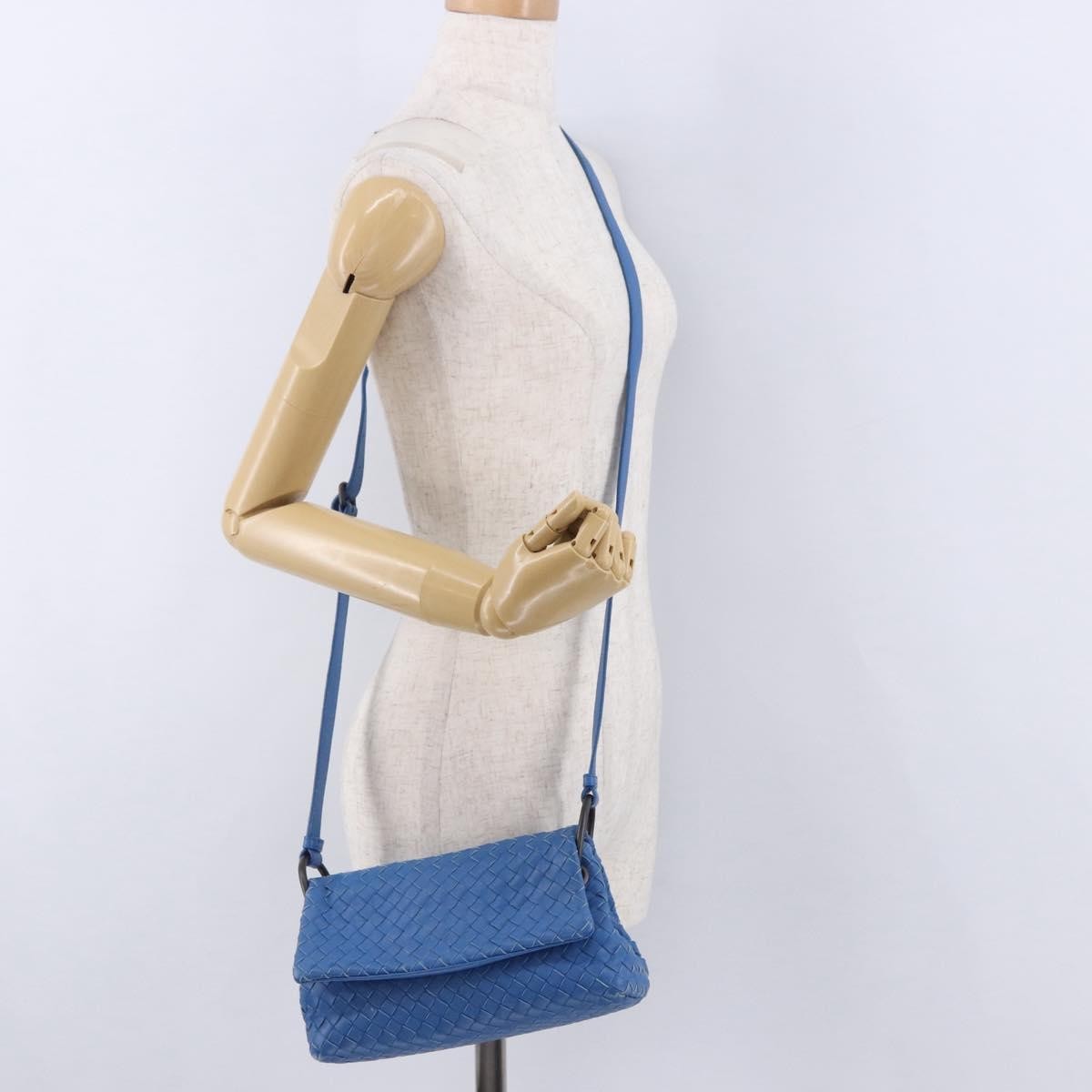 Bottega Veneta Adjustable Flap Intrecciato Nappa, Blue, Leather, Shoulder Bag
