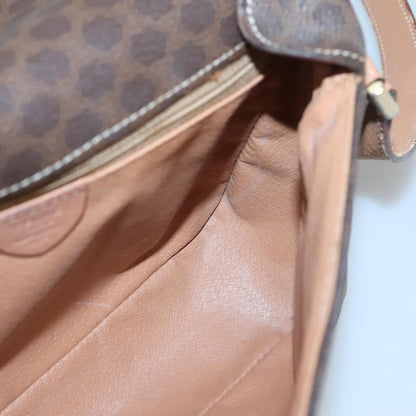 Celine Vintage Macadam Circle Logo Canvas and Leather, Brown, Canvas, Shoulder Bag