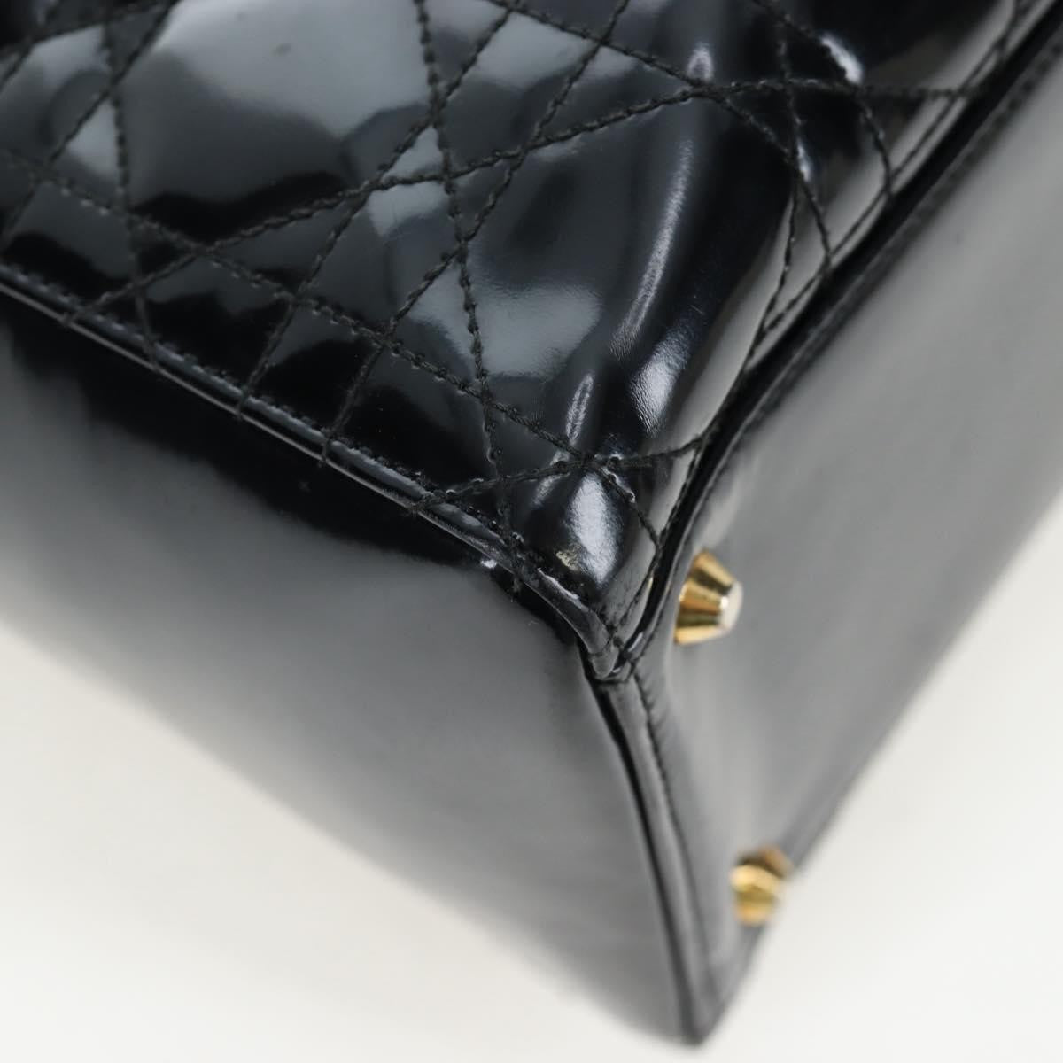 Christian Dior Lady Dior Cannage, Black, Patent Leather, Handbag