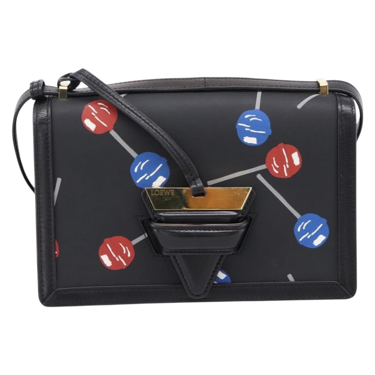 Loewe Barcelona Printed Leather, Black, Leather, Shoulder Bag