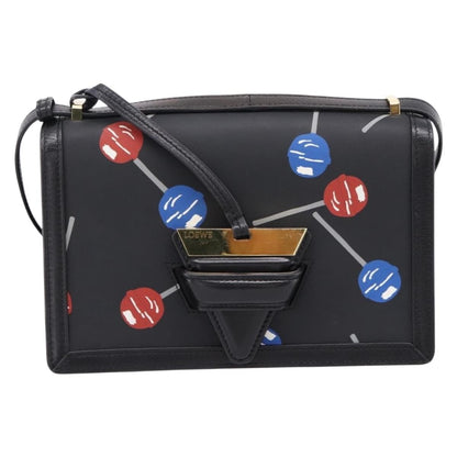 Loewe Barcelona Printed Leather, Black, Leather, Shoulder Bag