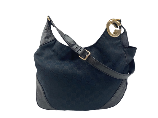 Gucci Charlotte Messenger Guccissima Leather, Black, Leather, Handbag