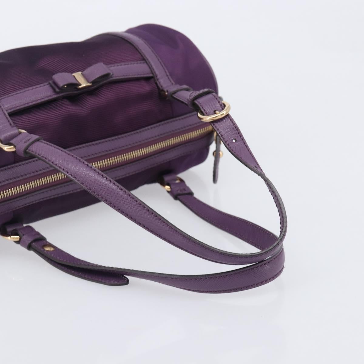 Salvatore Ferragamo Vara Bow Cylinder Bag Nylon, Purple, Nylon, Shoulder Bag