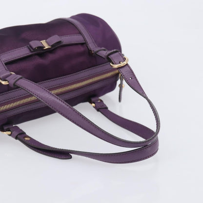 Salvatore Ferragamo Vara Bow Cylinder Bag Nylon, Purple, Nylon, Shoulder Bag