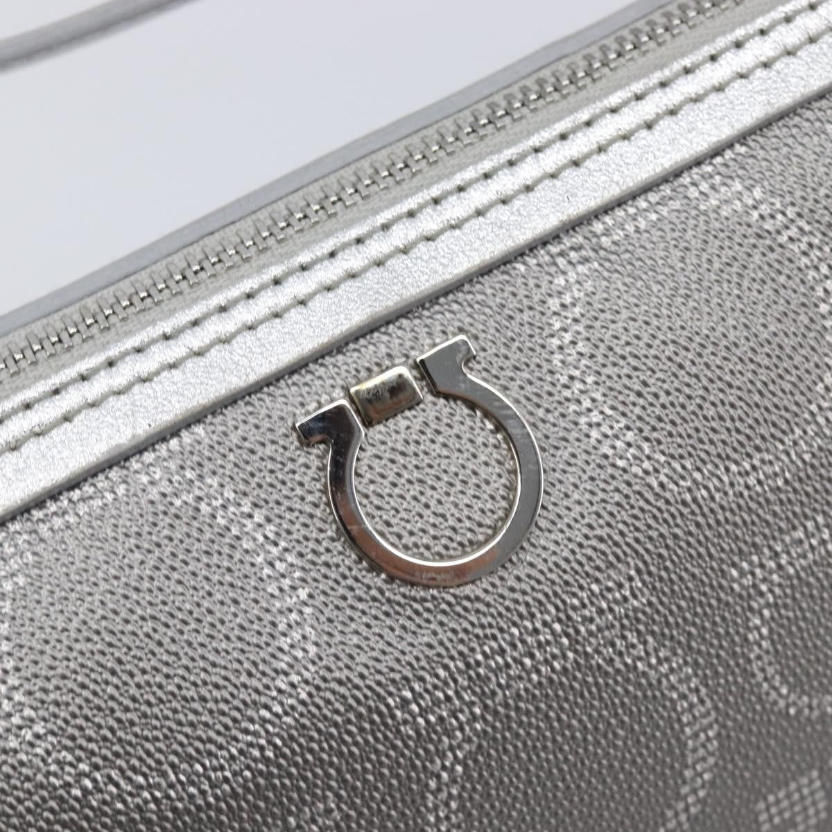 Salvatore Ferragamo Gancini Leather, Silver, Leather, Crossbody Bag