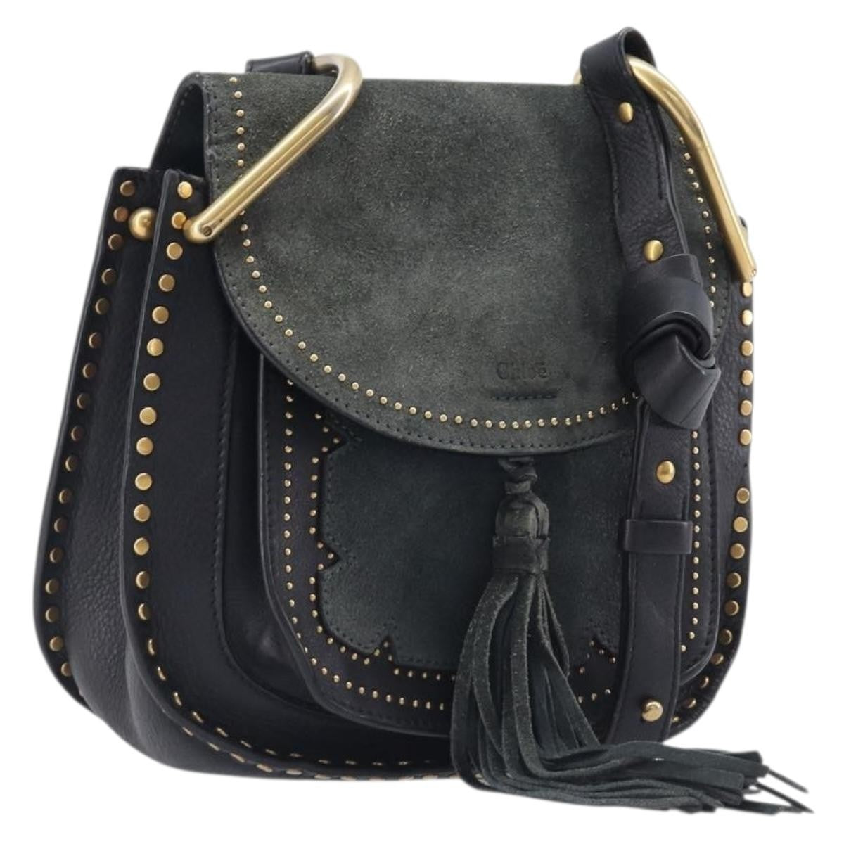 Chloe Hudson Studded Leather, Black, Leather, Handbag