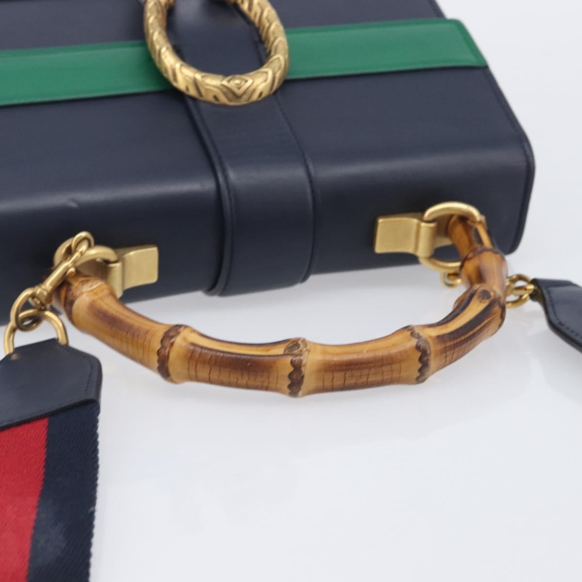 Gucci Dionysus Bamboo Top Handle Leather, Navy, Leather, Handbag