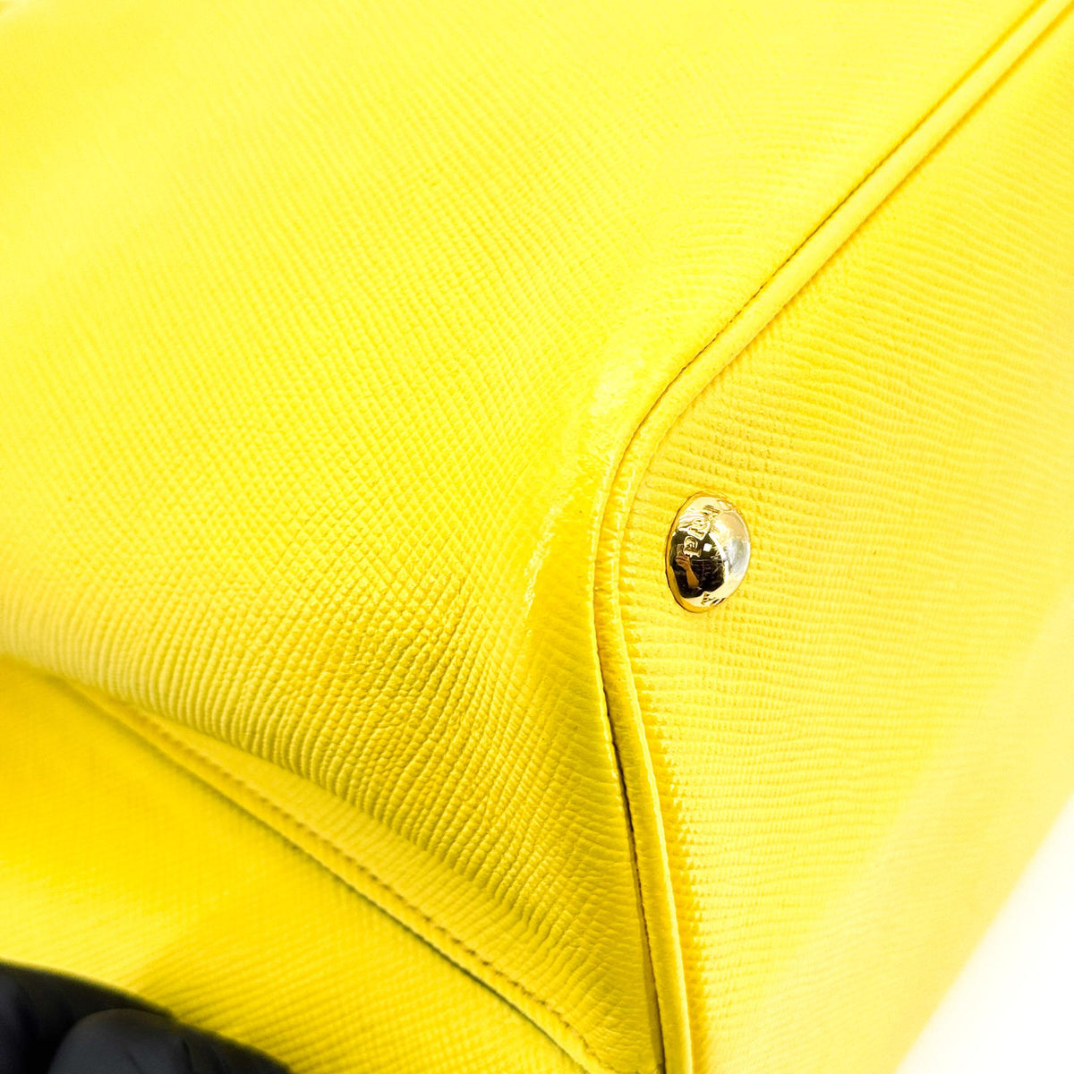 Prada Cuir Double Saffiano Leather, Yellow, Leather, Tote Bag
