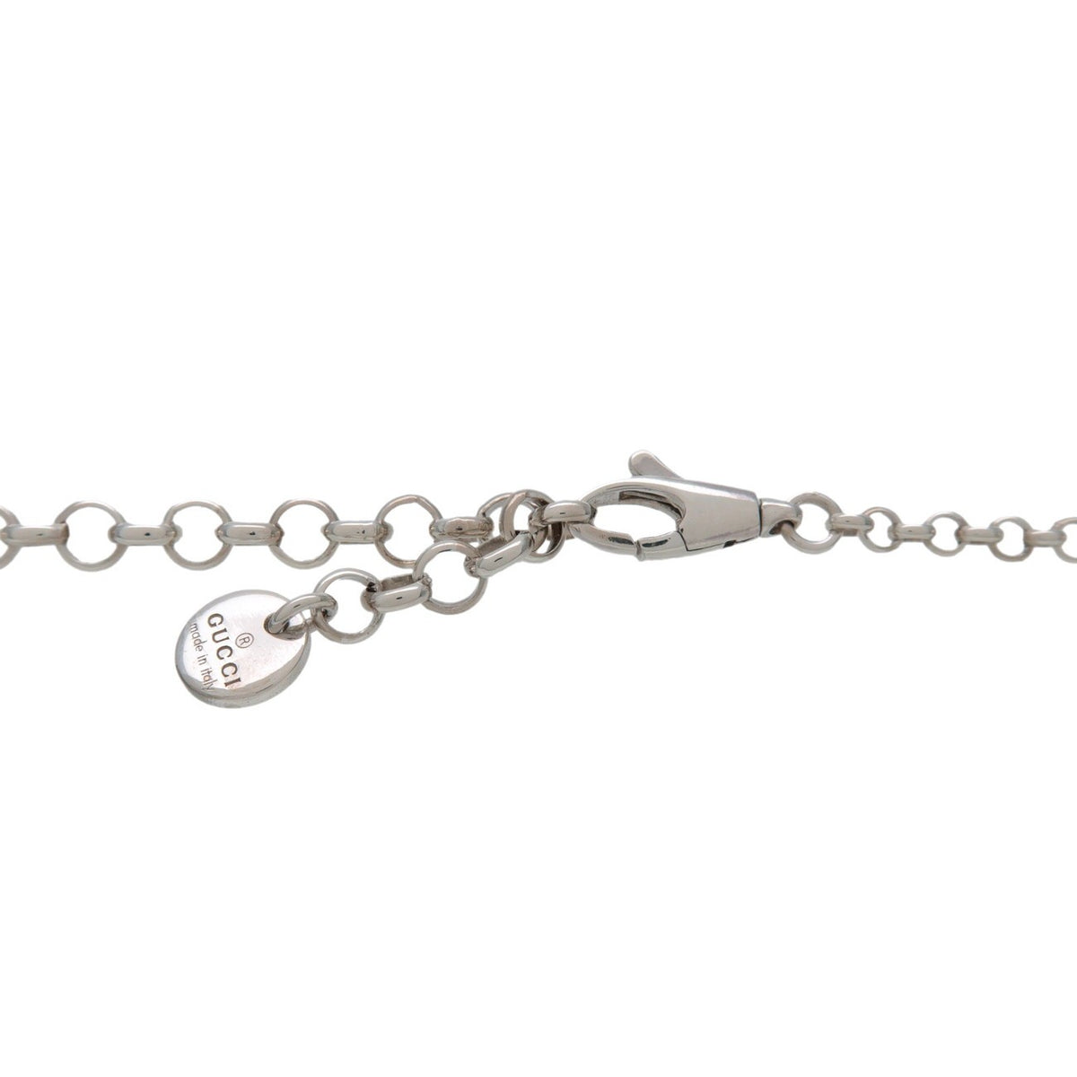 Gucci Engraved Interlocking G Chain Link Pendant Sterling Silver, Silver, Silver, Necklace