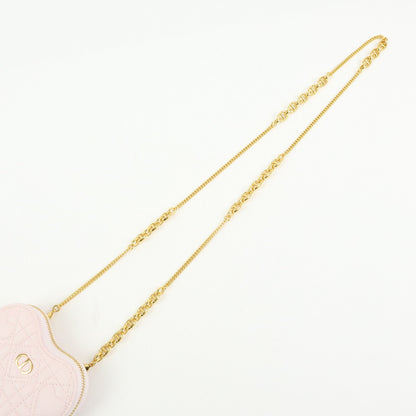 Christian Dior DiorAmour Caro Heart Pouch with Chain Cannage Quilt Calfskin, Pink, Leather, Clutch