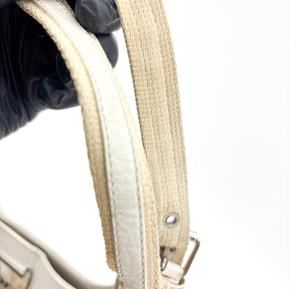 Christian Dior Vintage Trotter Street Chic Pocket Hobo Diorissimo Canvas, White, Canvas, Shoulder Bag