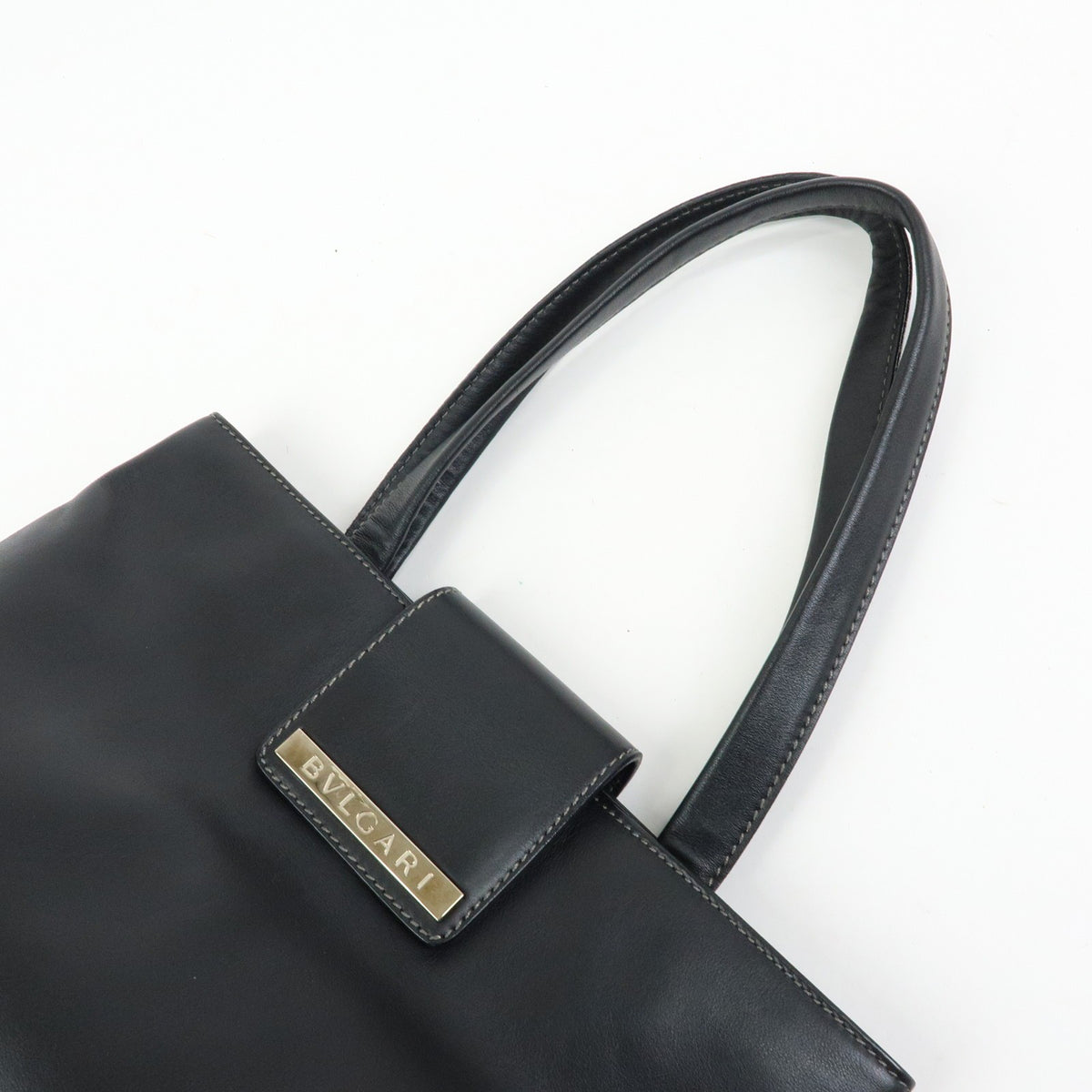 Bvlgari Tote Leather, Black, Leather, Tote Bag