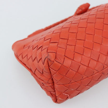Bottega Veneta Zip Clutch Leather with Intrecciato Snakeskin Detail, Red, Leather, Clutch