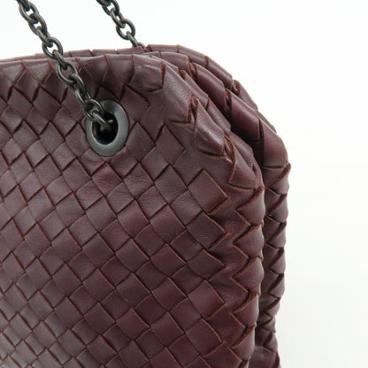 Bottega Veneta Double Chain Intrecciato Nappa, Burgundy, Leather, Tote Bag