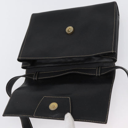 Celine Circle Logo Leather, Black, Leather, Shoulder Bag