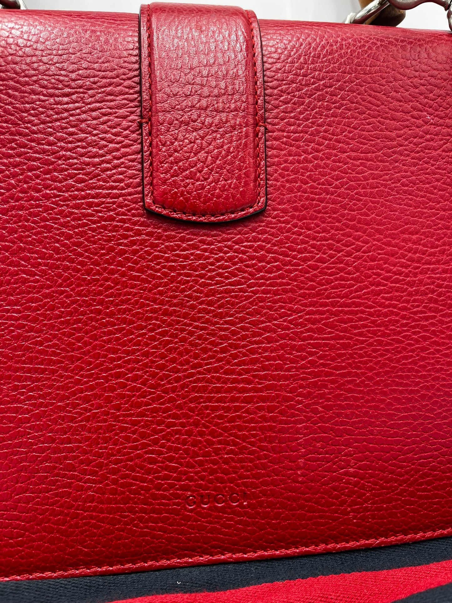 Gucci Dionysus Bamboo Top Handle Bag Leather, RED, LEATHER, Handbag